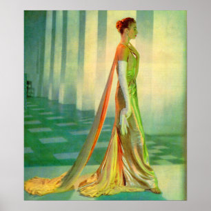 1960 mooie dame in de avondjurk poster
