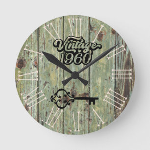 1960 oud hout ronde klok