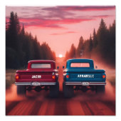 1960 Racing Trucks met aangepaste namen Foto Afdruk (Voorkant)