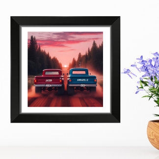 1960 Racing Trucks met aangepaste namen Foto Afdruk