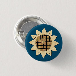 1960  SunFlower Unique Night Blue Ronde Button 3,2 Cm