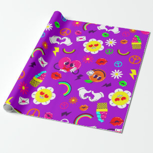 1960 valentijnen Vredesteken Groovy Rainbow Cadeaupapier