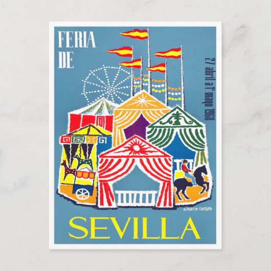 1960 vintage Feria de Sevilla Briefkaart (Voorkant)