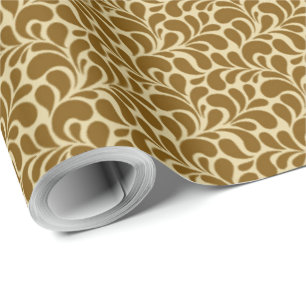 1960's 70's Retro  Mod Hippie Abstract Goud Cadeaupapier