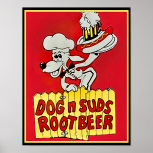 1960's DOG n SUDS Root Bier Poster