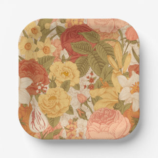 1960s floral botanical vintage ornate garden bloom papieren bordje