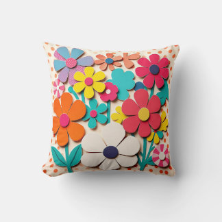 1960s Floral Graphic Cutouts Kussen
