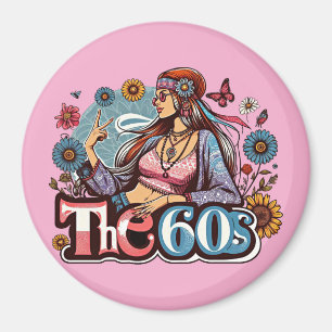 1960's Hippie meisje chick vrede teken vingers kun Magneet