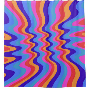 1960s Hippie Trippy Retro Wallpaper Douchegordijn