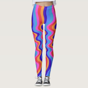 1960s Hippie Trippy Retro Wallpaper Leggings