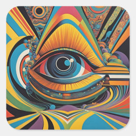 1960s Horror Vacui Psychedelic Artwork Vierkante Sticker