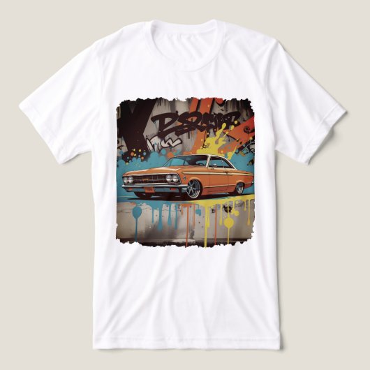 1960s Lowrider in Graffiti Fire Wall Art Style Tri-Blend Shirt (Design voorkant)