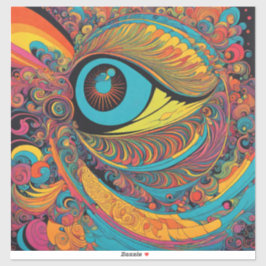 1960s Psychedelic Horror Vacui Art Patroon Sticker