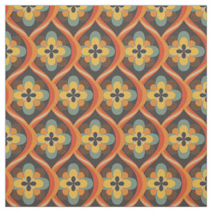 1960s Retro Groovy Sinaasappel Bruin Goud Stof