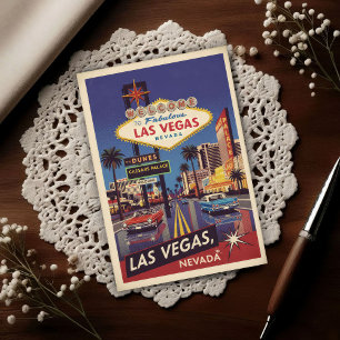 1960s Retro Las Vegas Reizen Briefkaart
