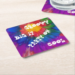 1960's stijl vierkante kleurrijke papier Onderzett Vierkante Kartonnen Onderzetter