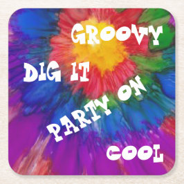 1960's stijl vierkante kleurrijke papier Onderzett Vierkante Kartonnen Onderzetter