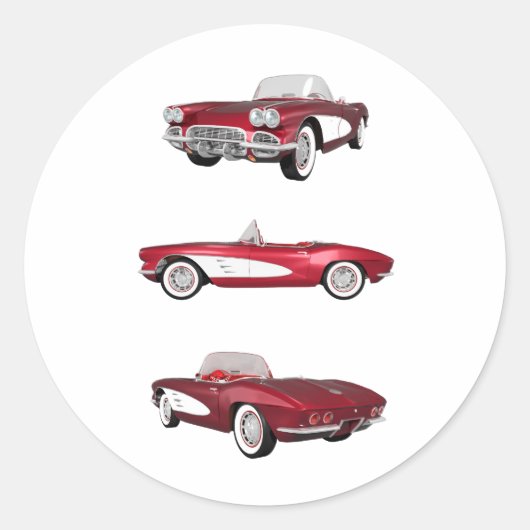 1961 Corvette C1: Ronde Sticker (Voorkant)
