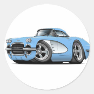1961 Corvette LT Blauwe Auto Ronde Sticker