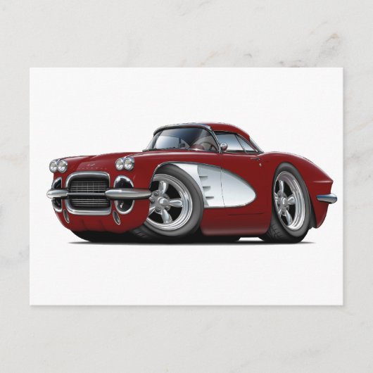 1961 Corvette maroon Briefkaart (Voorkant)