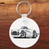 1961 Corvette White Convertible Sleutelhanger (Voorkant)
