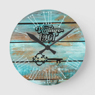 1961   oud hout ronde klok