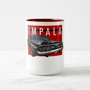 1961 Zwarte Chevy Impala blauw bovenaanzichtA Tweekleurige Koffiemok