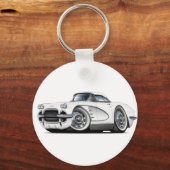 1962 Corvette White Car Sleutelhanger (Voorkant)