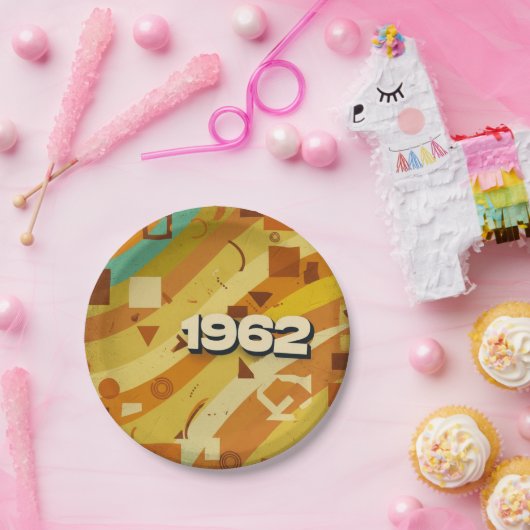 1962 - Retro jaren '60 Geometrisch ontwerp - Papieren Bordje (Feest)