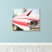 1962 roze cadillac-converteerbaar canvas afdruk (Insitu (Houten vloer))