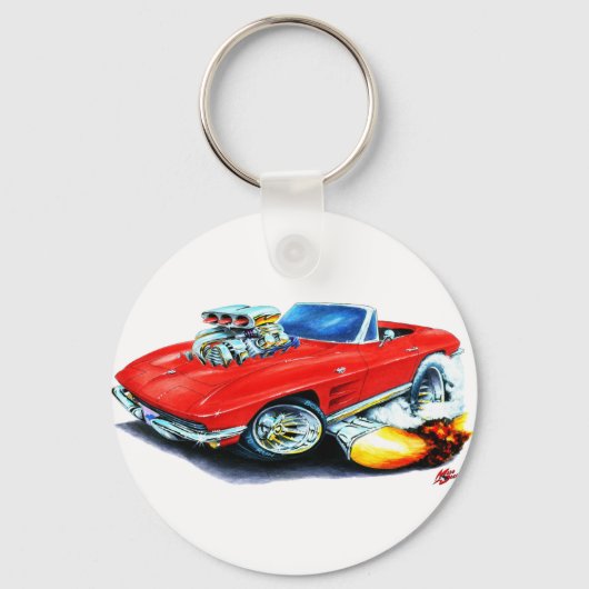 1963-64 Corvette Red Convertible Sleutelhanger (Voorkant)
