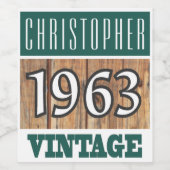 1963 Geboorte Wijn Label Etiket (Enkel label)