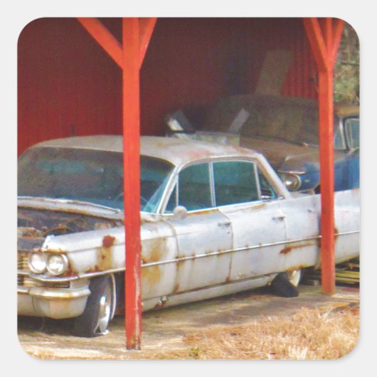 1963 Silver Sadan deville Vierkante Sticker (Voorkant)