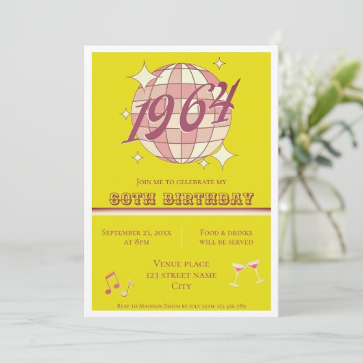 1964 61ste verjaardag retro groen Uitnodiging (Staand voorkant)