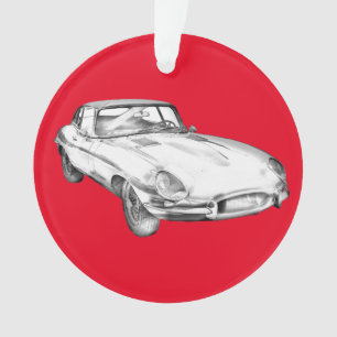 1964 Jaguar XKE Antiek sportwagen Illustratie Ornament