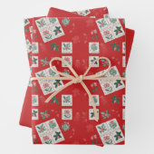 1964 Kerstdruppels op rood. Papierblad voor onmidd Inpakpapier Vel (In situ)