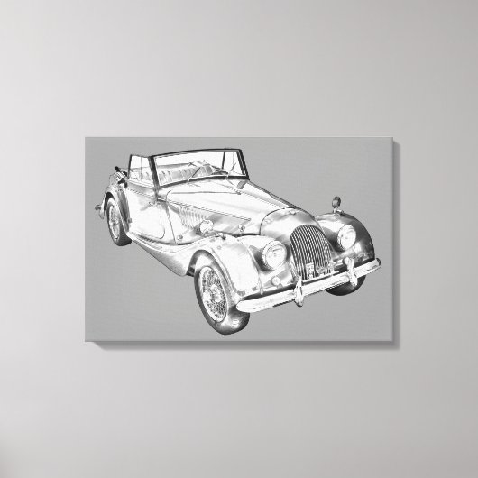 1964 Morgan Plus 4 Sportauto Illustratie Canvas Afdruk (Voorkant)