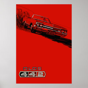 1964 Oldsmobile 442 vintage poster reproductie