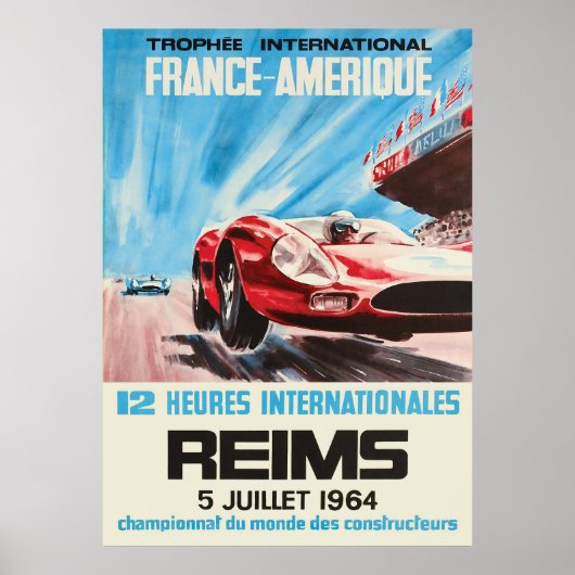1964 Reims 12 uur Internationaal Frankrijk Amerika Poster (Voorkant)