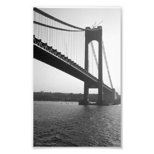 1964 Verrazano- Narrows Bridge New York Suspension Foto Afdruk