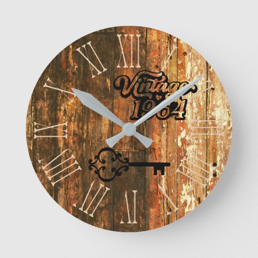 1964 Vintage bois ancien Horloge ronde (Recto)