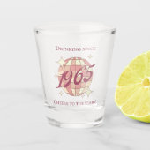  1965 60ste verjaardag retro paarse shot glas (Voorkant)
