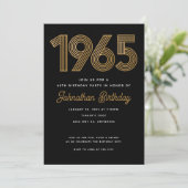 1965 Black Faux Gold 60e verjaardag uitnodiging (Staand voorkant)