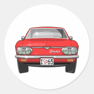 1965 Chevrolet Corvair Front Uitzicht Ronde Sticker