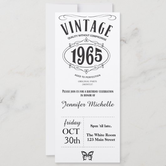 1965 invitations vintages d'anniversaire (Devant)