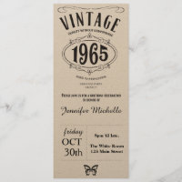 1965 invitations vintages d'anniversaire