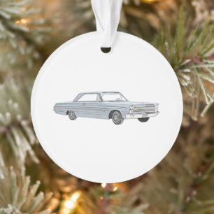 1965 Plymouth Fury Pencil Style Illustration Blue Ornament