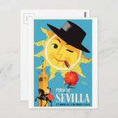 1965 Sevilla Spanje april Fair Poster Briefkaart (Voorkant / Achterkant)
