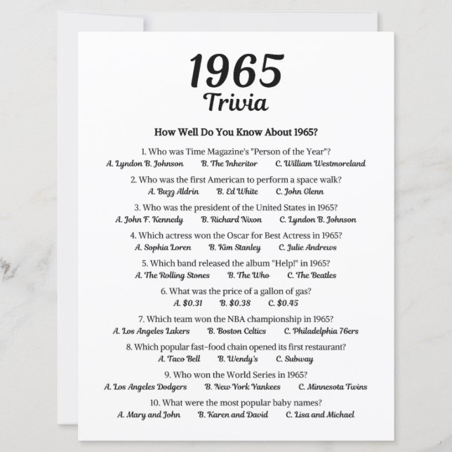 1965 Trivia spel (Voorkant)