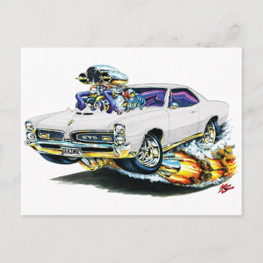 1966-67 GTO witte auto Briefkaart (Voorkant)